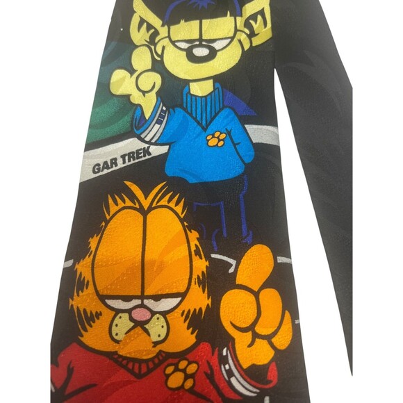 Garfield Star Trek Necktie Odie Novelty Cartoon Tie Vtg 1980s 1990s Crossover - Picture 4 of 11